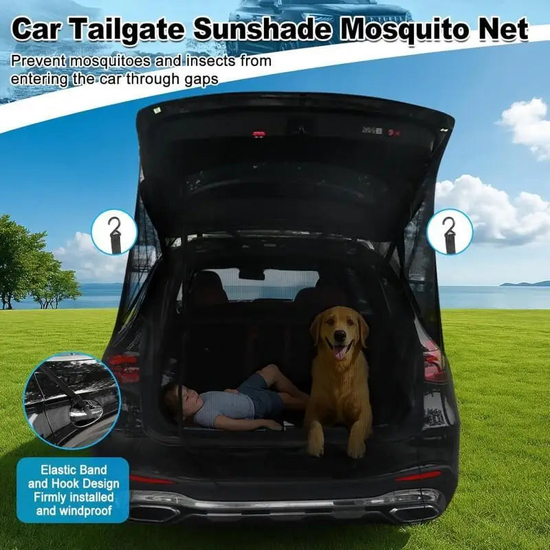 1PCS Car Tailgate Screen Self Driving Anti Mosquito And Insect Net Bag Outdoor Camping Ventilation Trunk Breathable Mesh Cover