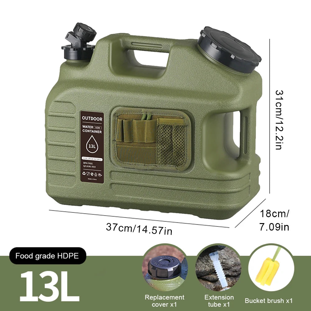 13-5L Car Water Bucket Large Capacity Drinking Water Bag Outdoor Camping Water Tank Carrier Canister for Car Vehicles Driving