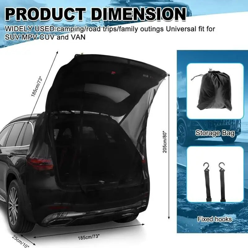 1PCS Car Tailgate Screen Self Driving Anti Mosquito And Insect Net Bag Outdoor Camping Ventilation Trunk Breathable Mesh Cover