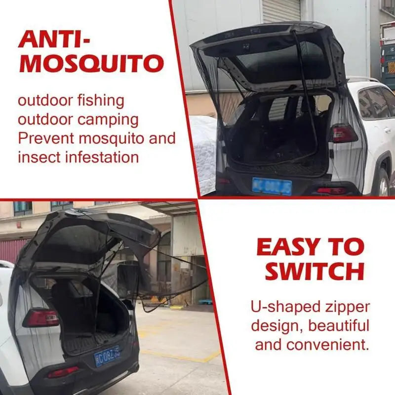 1PCS Car Tailgate Screen Self Driving Anti Mosquito And Insect Net Bag Outdoor Camping Ventilation Trunk Breathable Mesh Cover